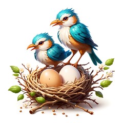 Obraz premium Bird Eggs Nest Logo isolated on white background