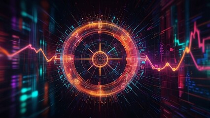 Fototapeta premium Futuristic Digital Interface With Abstract Circular Design