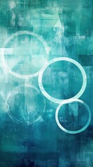 Obraz premium Abstract turquoise background with geometric circular shapes, creating a modern and dynamic visual effect.