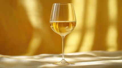 Sunlit chardonnay in fine crystal glass, detailed reflections capturing elegance, refined luxury vibe, clear and vibrant, perfect for high-end wine marketing