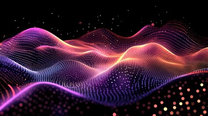 Fototapeta premium Lines of light and scattered data points creating a dynamic cyber pattern with neon highlights and shadowed areas