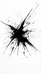 Dynamic black ink splash on a white background creating a striking contrast.