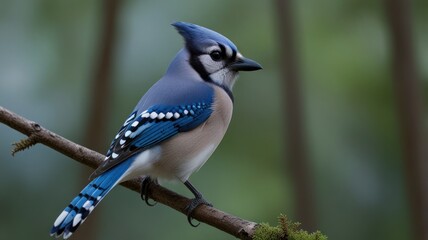Here's a suggested  and keywords for your stock photo.. Blue Jay perched on a branch.