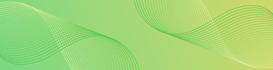 Abstract background with lines and waves. Web banner size. Element for design isolated. Vector background for brochure, booklet, flyer, poster. Green and yellow gradient