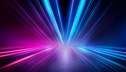Obraz premium Dark abstract background with neon lines, glow