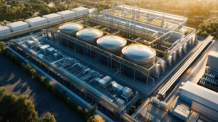 Aerial View of Modern Industrial Processing Plant