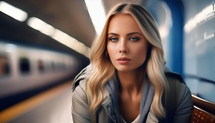 Frau in einer U-Bahn Station