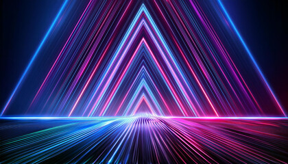 Fototapeta premium Dark abstract background with neon lines, glow