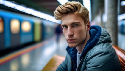 Mann in einer U-Bahn Station