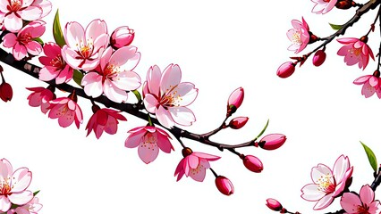 Fototapeta premium Delicate pink cherry blossom isolated on a clean white background, highlighting its natural elegance