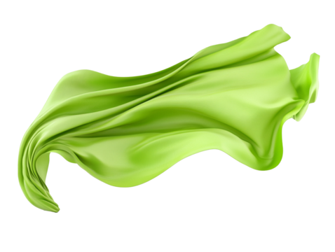 Green flag fluttering, isolated on a transparent background