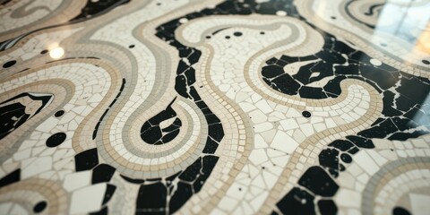 Obraz premium A Close-Up View of an Intricate Mosaic Tile Pattern with Organic Shapes and a Subtle Color Gradient