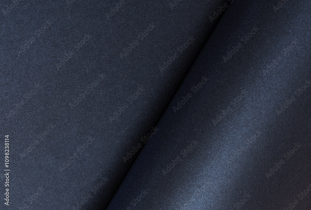 Poster Dark blue rolled paper background with a smooth, shiny surface. Elegant and minimalist design with sleek curves and a rich, chic tone. Perfect for modern, decorative projects,