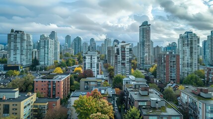 A densely packed city area with residential and commercial buildings.