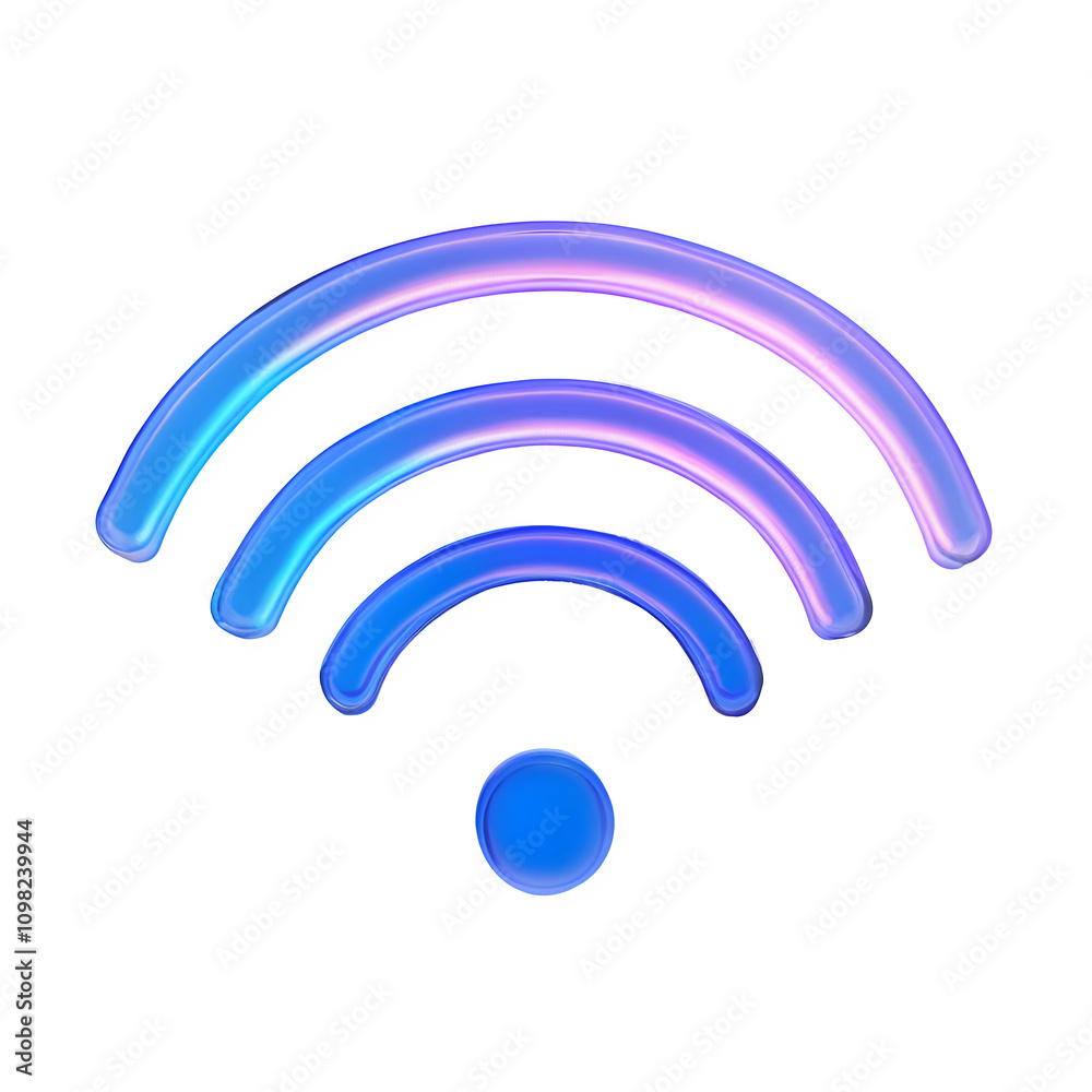 Poster Bright wifi symbol glowing on a see-through backdrop, symbolizing wireless network, internet connectivity, and communication technology