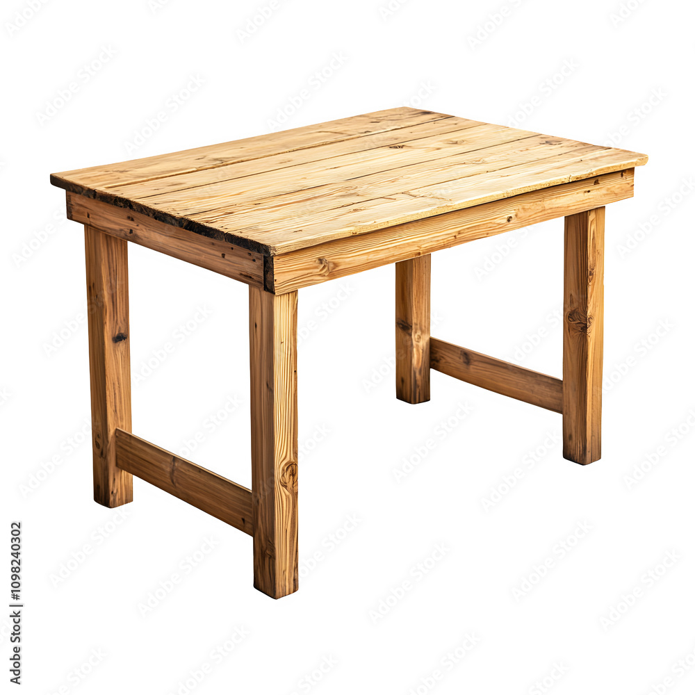 Aufkleber Basic, durable wooden table on a clear background, perfect for displaying products or setting rustic scenes