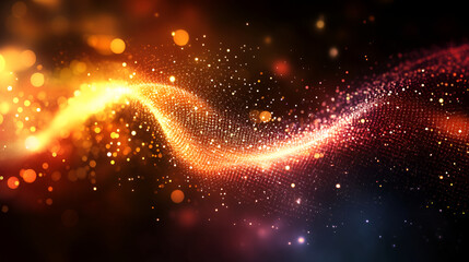 Fototapeta premium abstract futuristic background with colorful glowing neon lines , Glowing abstract wave on dark, shiny motion, magic space light. techno abstract background, blue and red colors , Golden wave 
