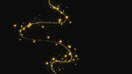 Gold glittering confetti wave and stardust