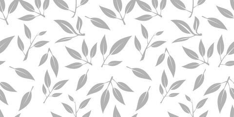 Fototapeta premium tea leaves pattern background. green leaves vector pattern background. Green tea leaf seamless pattern. seamless patterns with green leaves of tea.