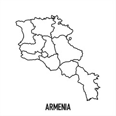 Fototapeta premium armenia - solid black outline border map of country area. Simple flat vector illustration.