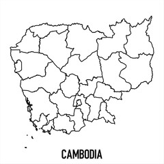 Obraz premium cambodia - solid black outline border map of country area. Simple flat vector illustration.