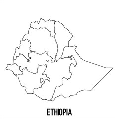 Obraz premium ethiopia - solid black outline border map of country area. Simple flat vector illustration.