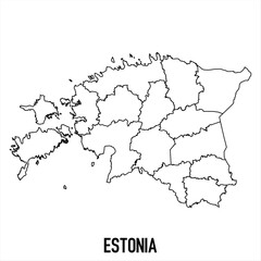Obraz premium estonia - solid black outline border map of country area. Simple flat vector illustration.