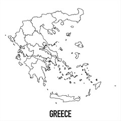 greece - solid black outline border map of country area. Simple flat vector illustration.