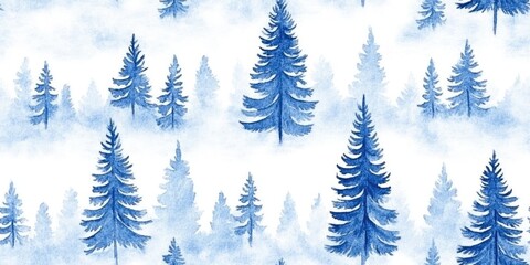 Fototapeta premium Immerse in a serene winter wonderland where tall blue pine trees rise amidst a gentle snowfall, creating a harmonious and peaceful atmosphere perfect for seasonal decor