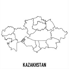 Obraz premium kazakhstan - solid black outline border map of country area. Simple flat vector illustration.