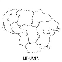 Obraz premium lithuania - solid black outline border map of country area. Simple flat vector illustration.