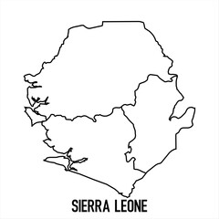 Obraz premium sierra leone - solid black outline border map of country area. Simple flat vector illustration.