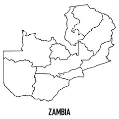 Obraz premium zambia - solid black outline border map of country area. Simple flat vector illustration.