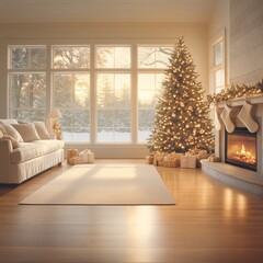 Christmas Morning in a Cozy Living Room.