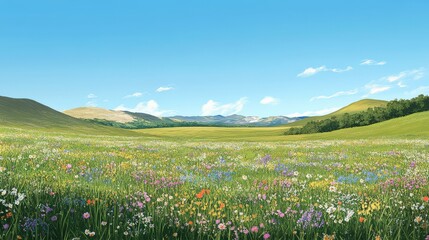 A Field of Wildflowers in a Mountain Valley