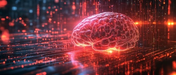 Obraz premium Digital background perfect for tech processes, neural networks, artificial intelligence, data transfer and encryption, digital archives, sound and graphic presentations, science, education, etc
