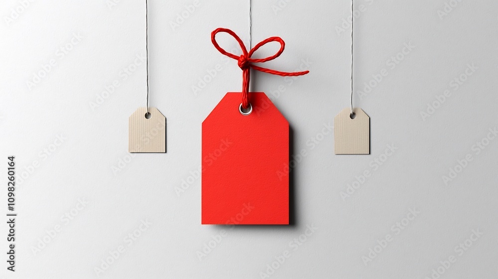 Leinwandbilder vibrant red tag with a smooth glossy surface and a secure tie perfect for labeling organization and 