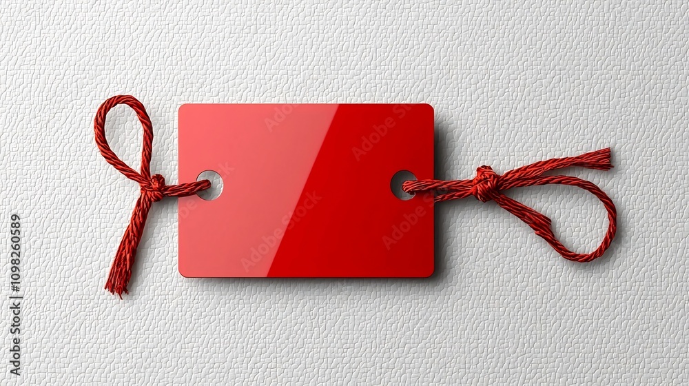 Aufkleber Sleek and Stylish Metallic Red Tag with Smooth Shiny Surface and Sturdy Attached String Isolated on Transparent Background Perfect for Modern Branding Packaging and Advertising Designs