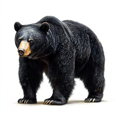 Fototapeta premium black bear, standing on all four legs, against a white background
