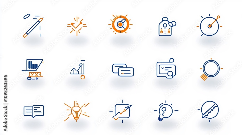 Fototapete Streamlined Project Management Solutions for Efficient Goal Accomplishment  Comprehensive icons representing essential aspects of successful project execution including planning workflow monitoring