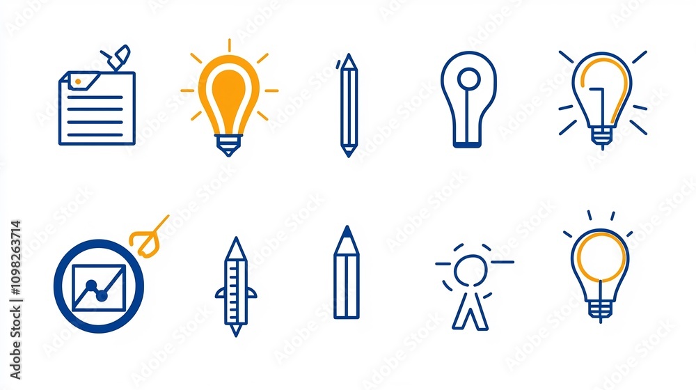 Aufkleber sleek set of thin line icons representing project management workflows strategic planning and milest