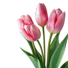 Naklejka premium Pink Tulips with Dew Drops
