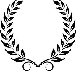 Obraz premium Black silhouettes of circular laurel foliate and wheat wreaths. Glyph Wheat wreath Circles Set Victory element, peace and winner, quality collection sign.