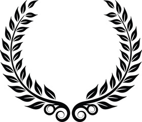 Obraz premium Black silhouettes of circular laurel foliate and wheat wreaths. Glyph Wheat wreath Circles Set Victory element, peace and winner, quality collection sign.
