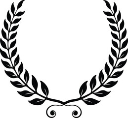 Obraz premium Black silhouettes of circular laurel foliate and wheat wreaths. Glyph Wheat wreath Circles Set Victory element, peace and winner, quality collection sign.