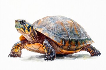 Obraz premium A detailed illustration of a turtle showcasing its vibrant shell and features.