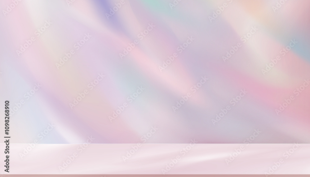 Poster background rainbow lighlight reflection texture overlay on wall for product present,3d pink studio r