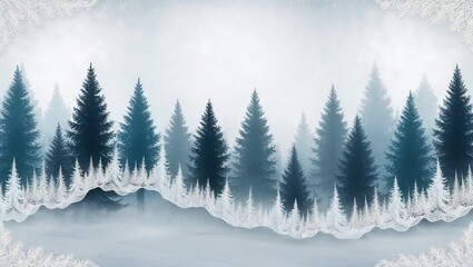 Fototapeta premium Enchanted snowy forest with delicate frost details