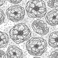 Beautiful Peony Blossom Repeat Pattern Design