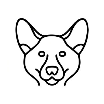 recommend clip art: Welsh Corgi dog face illustration, minimalist style, black and white, line art